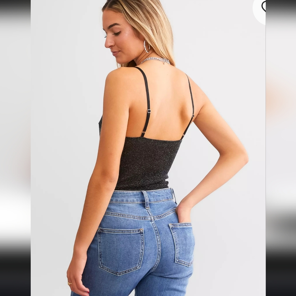Free People Black Shimmer Night Rhythm Sexy & Sultry Bodysuit!! - Picture 4 of 16